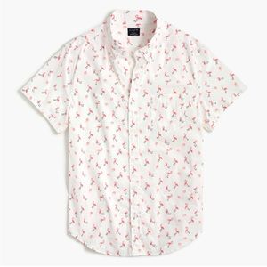 J Crew men’s slim fit flex washed short sleeve flamingo button up